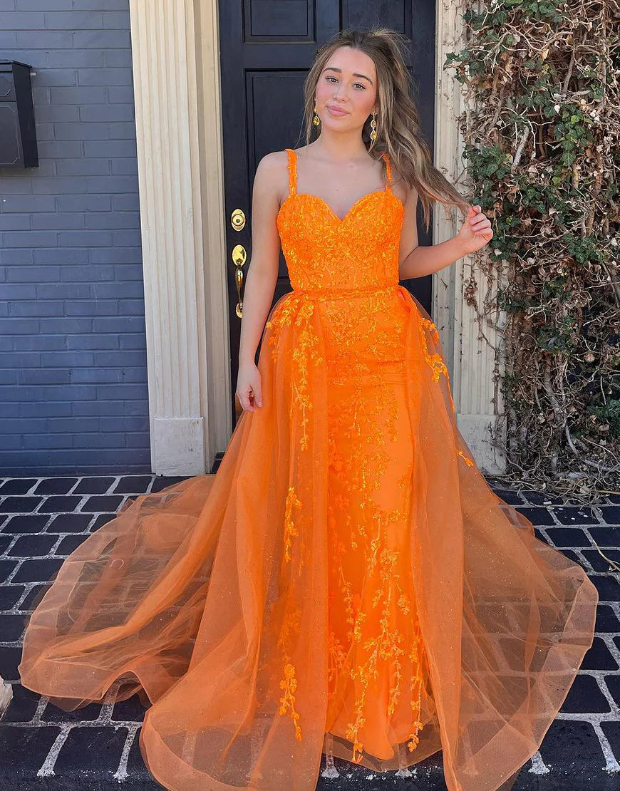 Mermaid Sweetheart Lace Long Prom Dress With Appliques