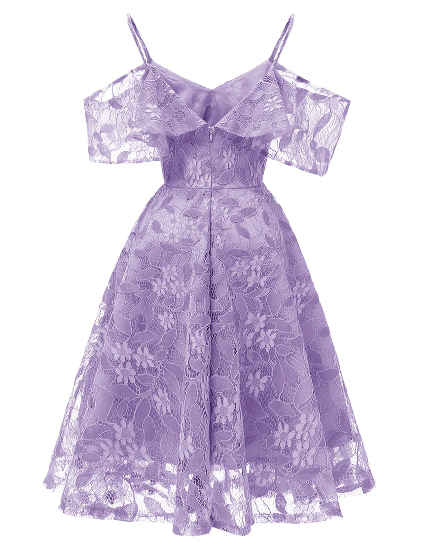 Lace Short Homecoming Dress with Ruffles