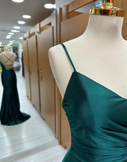 Simple Mermaid Spaghetti Strap Long Prom Dress