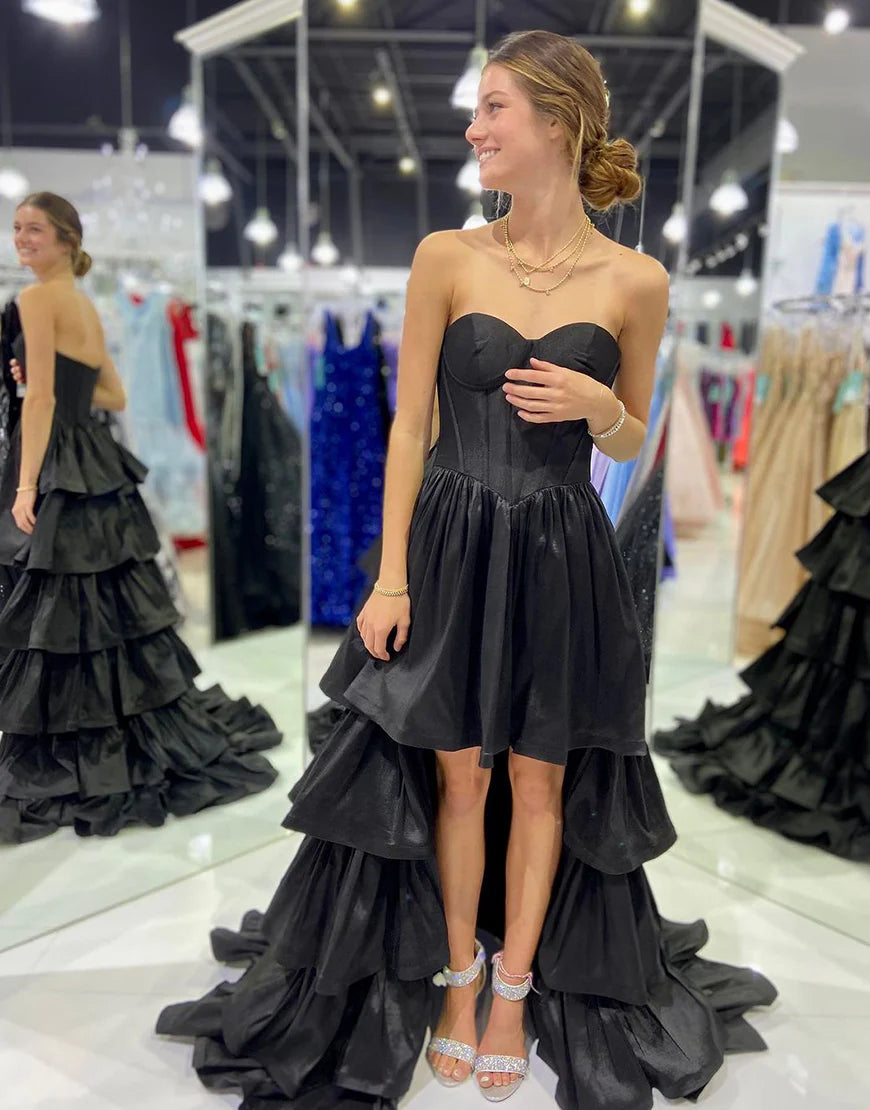 A Line Sweetheart Tiered Long Party Dress