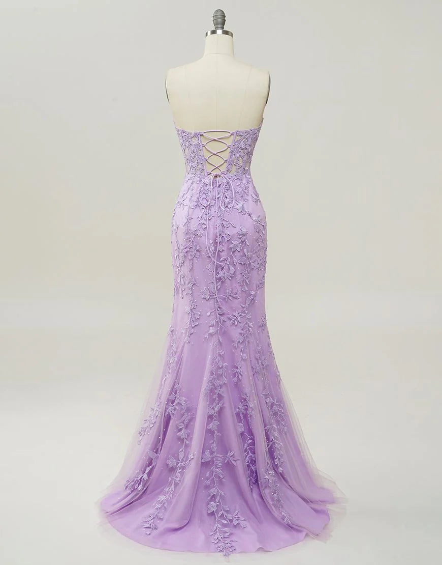 Mermaid Sweetheart Sky Blue Prom Dress With Appliques
