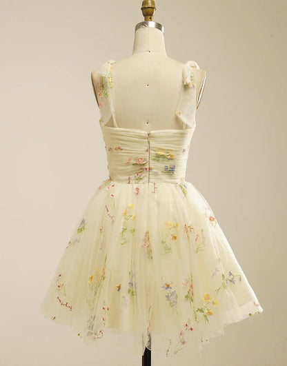 Cute Princess Champagne Short Homecoming Dress