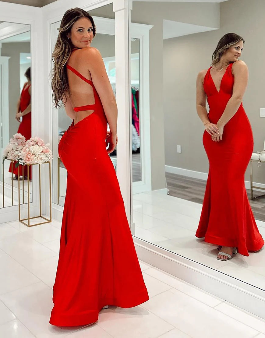 Mermaid V-Neck Long Prom Dress