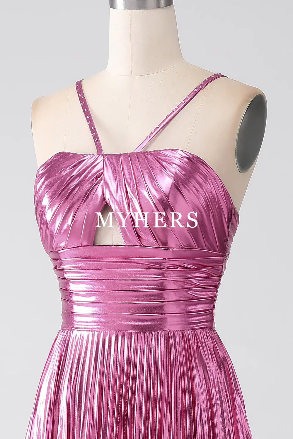 Formal Wear Dresses Charming A-Line Spaghetti Straps Pleated Side Fork Backless Sparkly Prom Dress