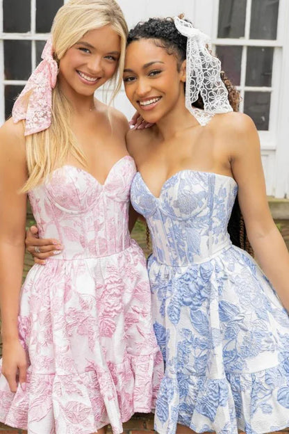 Floral Print A-Line Homecoming Dress