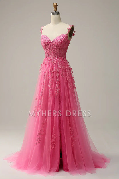 My Hers Ladies Formal Dress Exquisite A Line Sweetheart Spaghetti Straps Fashion With Appliques Prom Dress