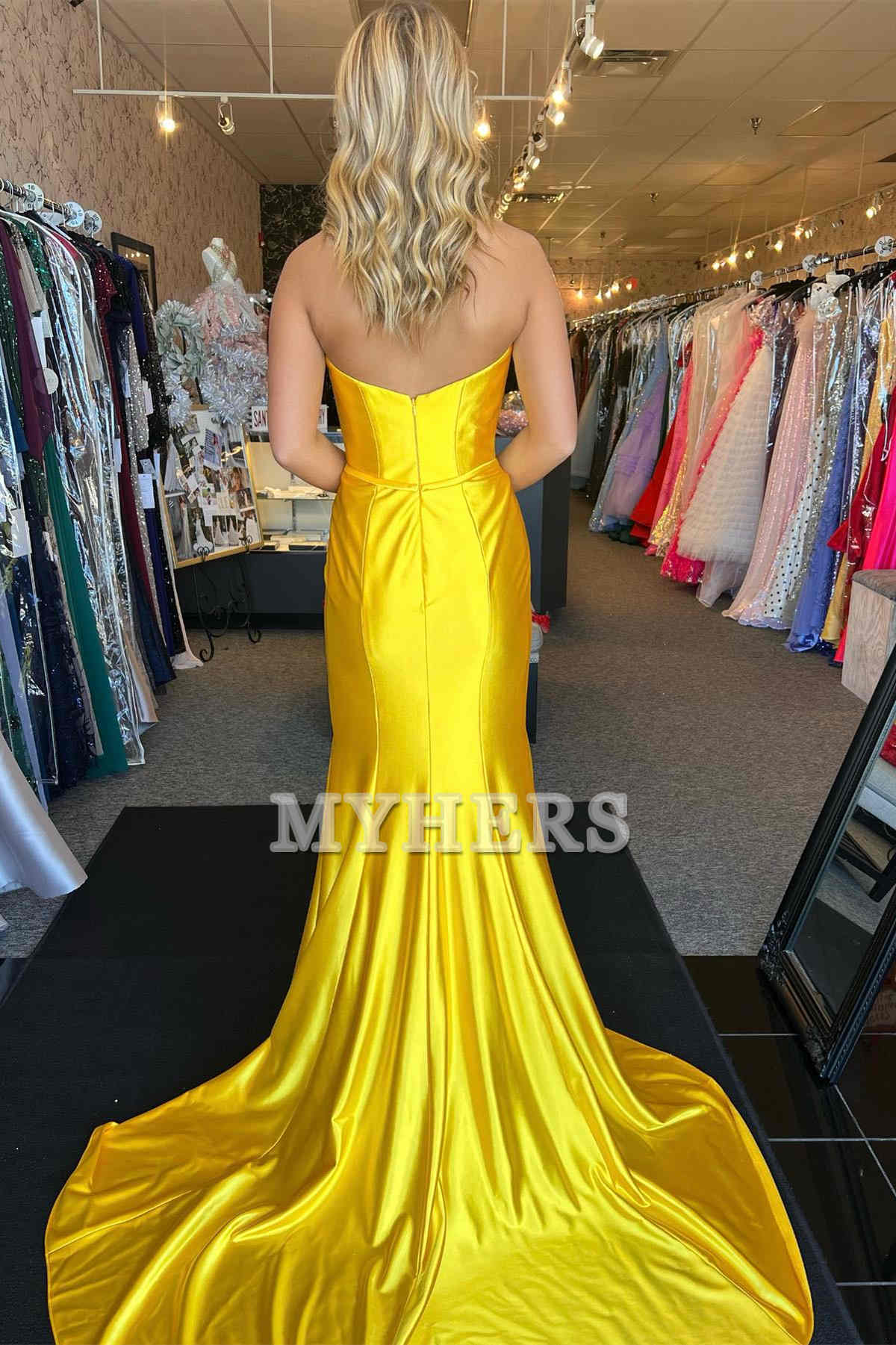 Formal Women's Dresses Wedding Guest Dresses Strapless Bow Mermaid Cultivate oneself Sweep Train Prom Dress Charming Evening Dress