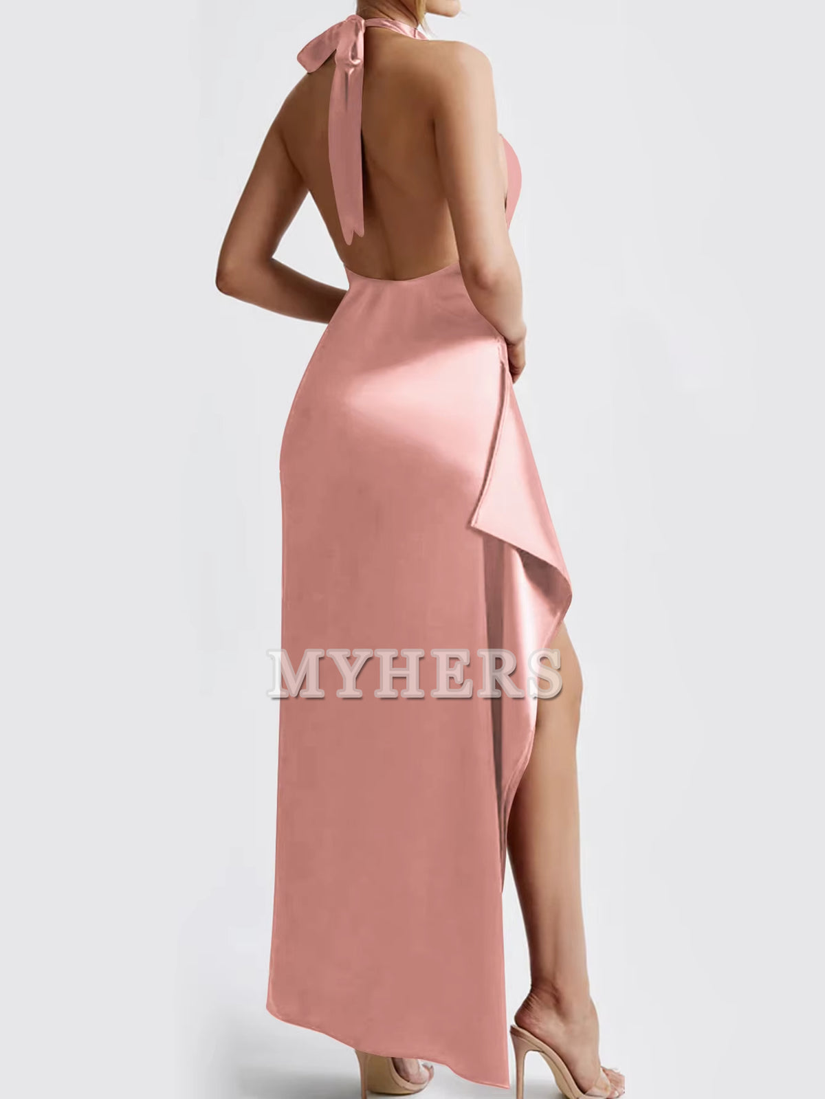 Elegant Solid Color Lace Up Backless Dress Sexy High Waist Slim Fit Gorgeous High-End Evening Dress Formal Women's Dresses