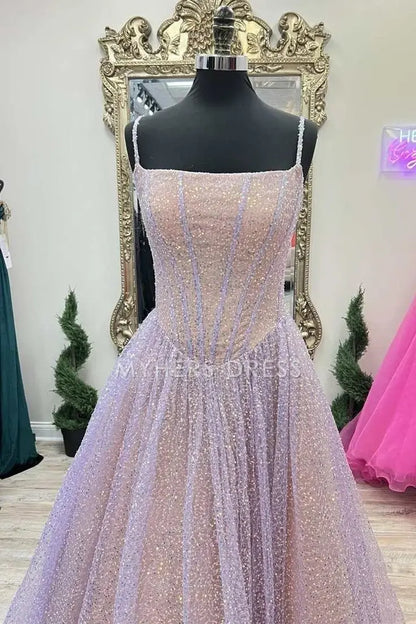 My Hers Prom Dress A-Line Spaghetti Strap Sequins Youthful High Quality Ladies Formal Dress