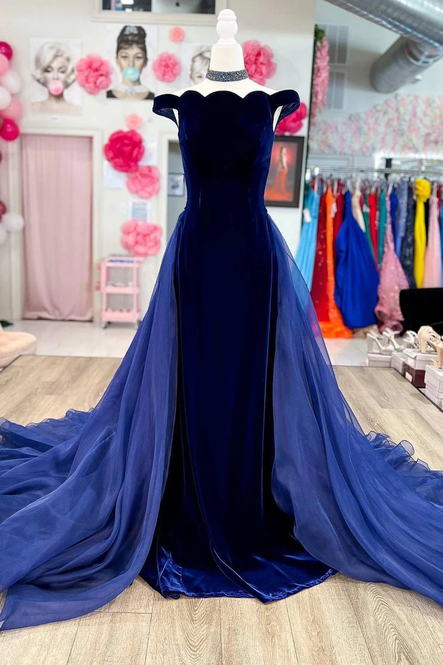 Velvet Off-the-Shoulder Mermaid Pageant Dress