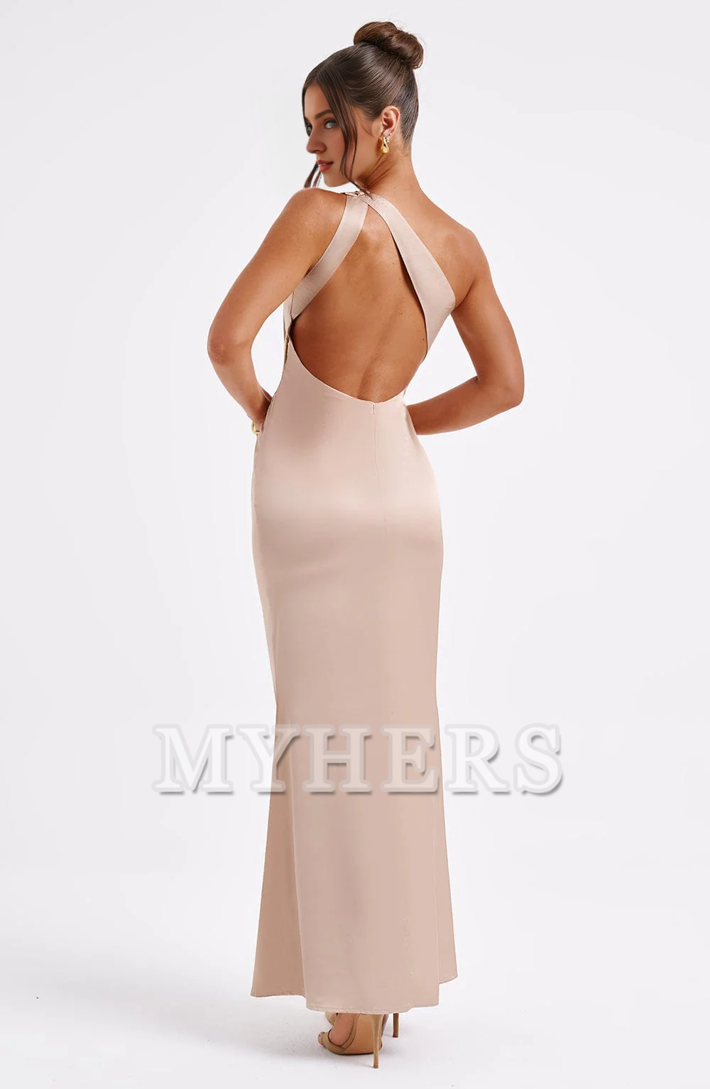 Exquisite One Shoulder Sleeveless Backless Sheath Charming Dresses Bridesmaid Dresses Wedding Guests Dresses
