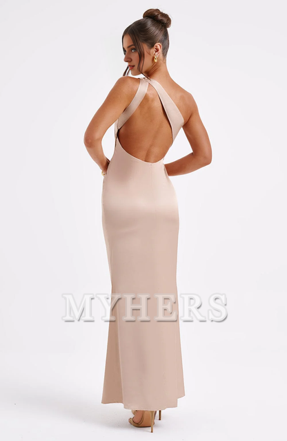 Exquisite One Shoulder Sleeveless Backless Sheath Charming Dresses Bridesmaid Dresses Wedding Guests Dresses