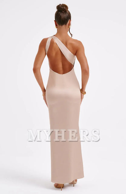 Exquisite One Shoulder Sleeveless Backless Sheath Charming Dresses Bridesmaid Dresses Wedding Guests Dresses
