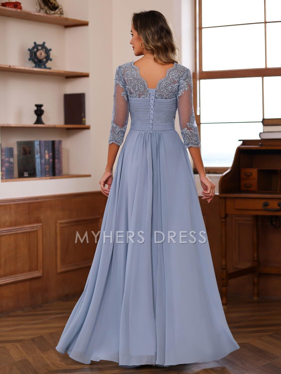 My Hers New Product Mother of The Bride Dress A Line Sweetheart Chiffon Dresses Lace Half Sleeve Elegant Wedding Guests Dresses