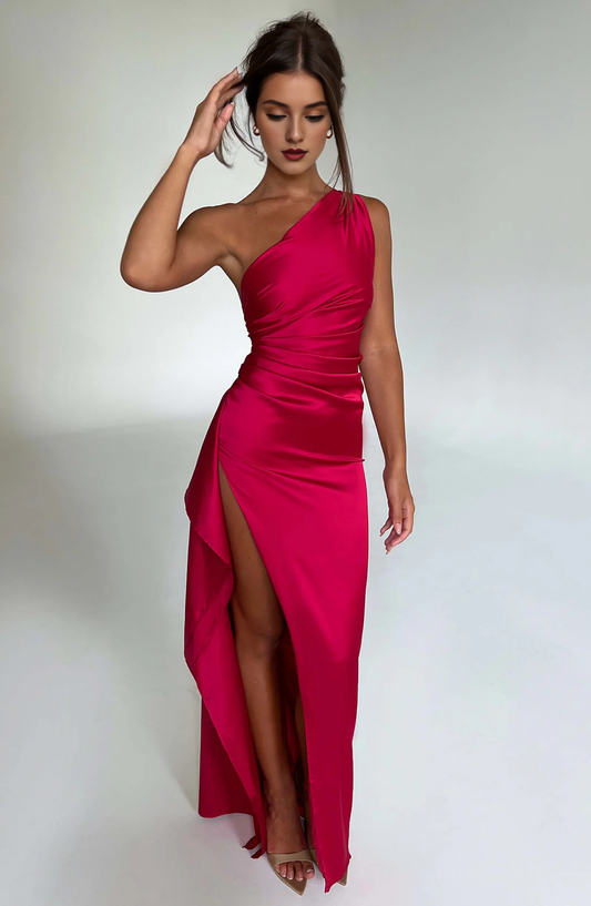 Elegant One Shoulder Sleeveless Pleated Backless Sheath Asymmetrical Ruched Exquisite Dresses Bridesmaid Dresses Wedding Guests Dresses
