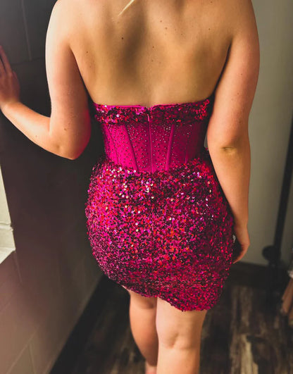 Sequin Bodycon Strapless Homecoming Dress