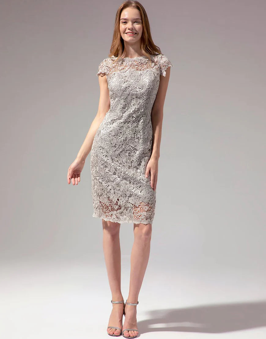 Grey Lace Short Mother Of the Bride Dress
