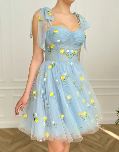 Short Homecoming Dress with Flowers