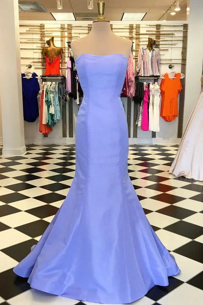 Elegant  Strapless Satin Trumpet Long Formal Dress