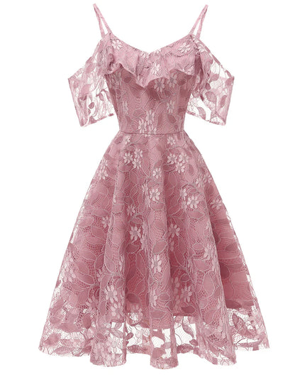 Lace Short Homecoming Dress with Ruffles