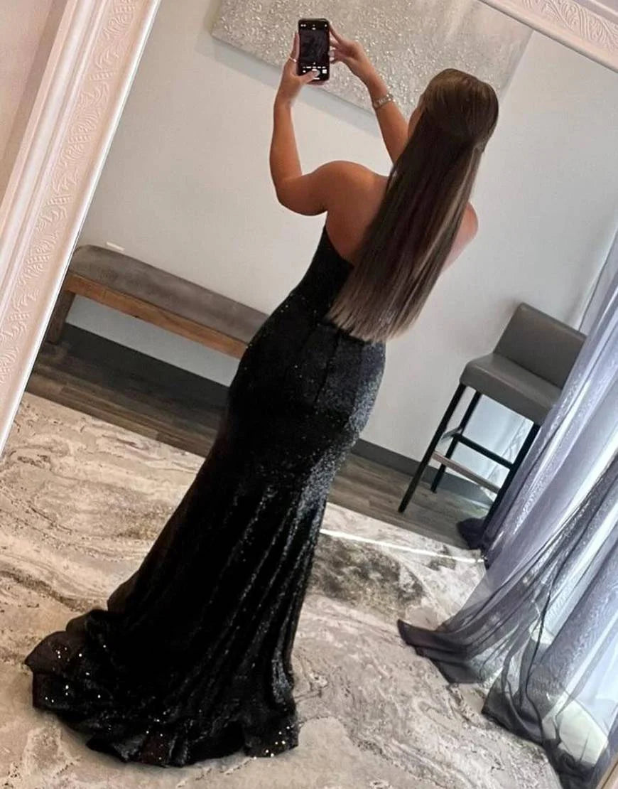 Strapless Sequin Mermaid Prom Dress