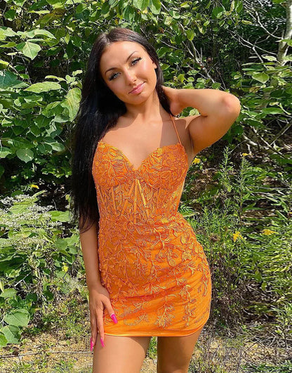 Lace Tight Mini Red Homecoming Dress