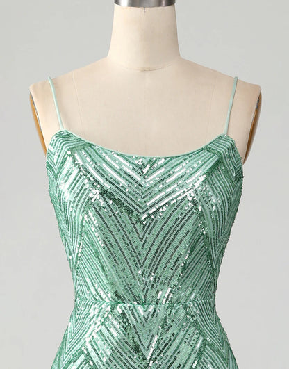 Mermaid Spaghetti Strap Long Prom Dress With Slit