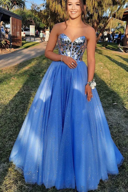 Sweetheart  Broken Mirrors A-line Long Prom Gown