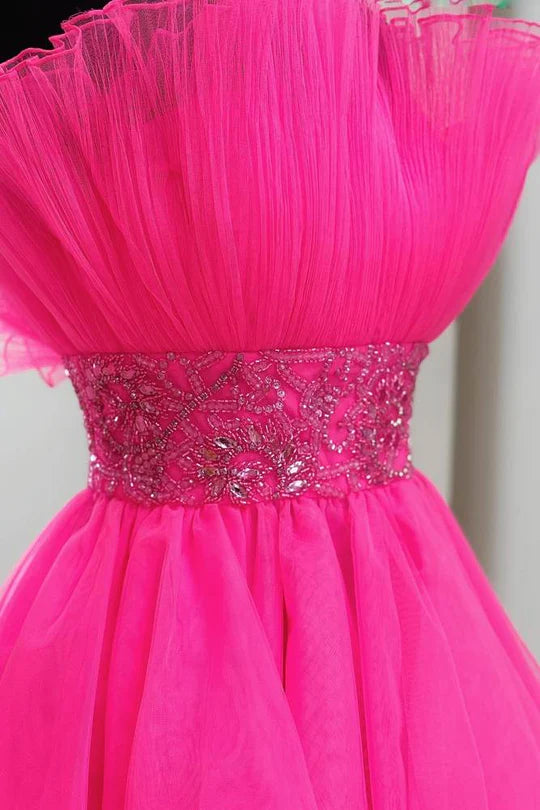 Strapless A-line Tulle Homecoming Dress