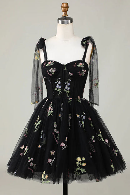 Floral Embroidery Sweetheart A-Line Short Party Dress