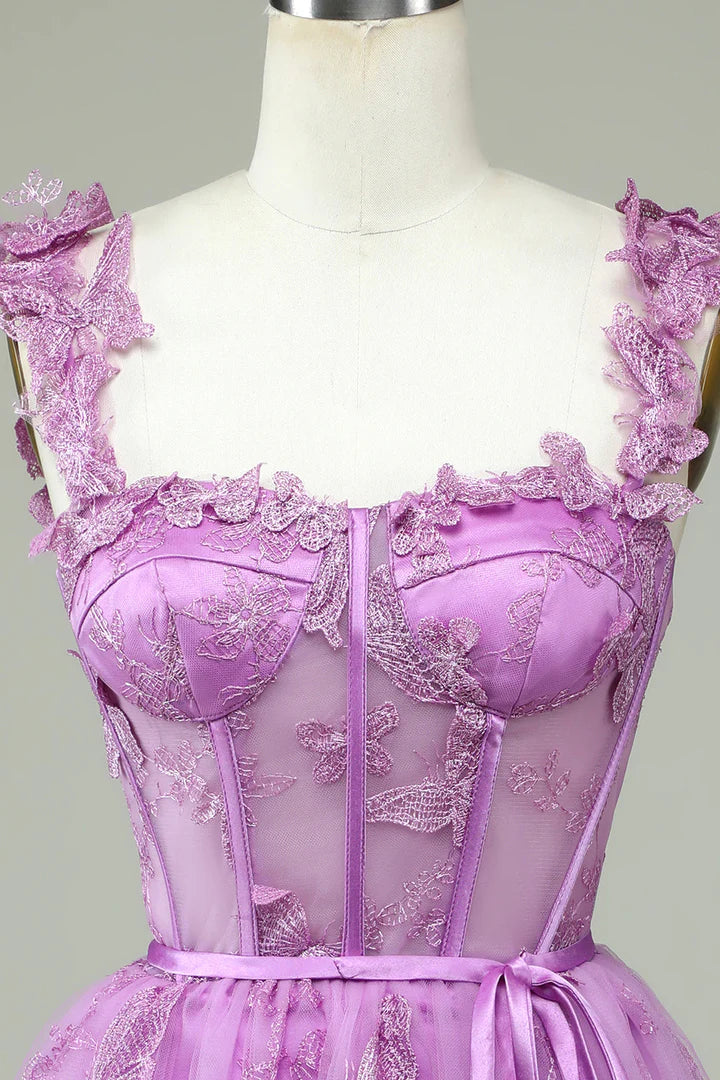 Butterfly Lace Corset A-Line Homecoming Dress