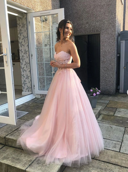Schatz Tüll Spitze Lang Abschlussballkleid