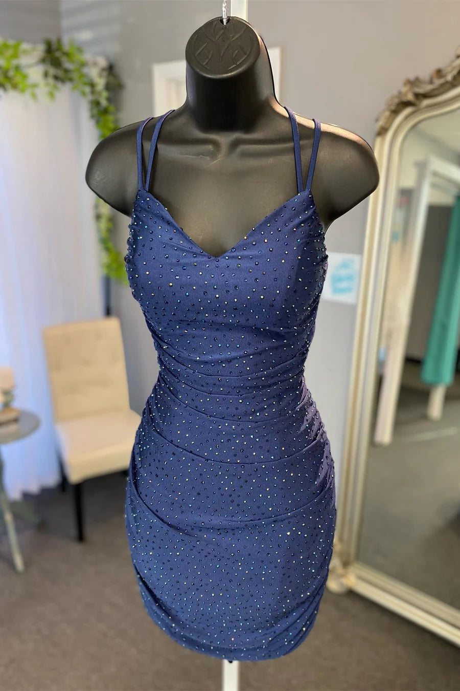Spaghetti Strap Short Hotfix Dress