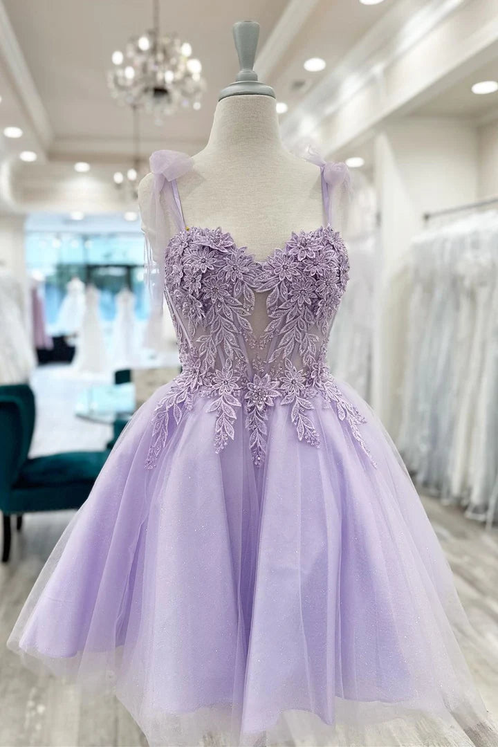 Floral Appliques Sweetheart A-Line Short Homecoming Dress