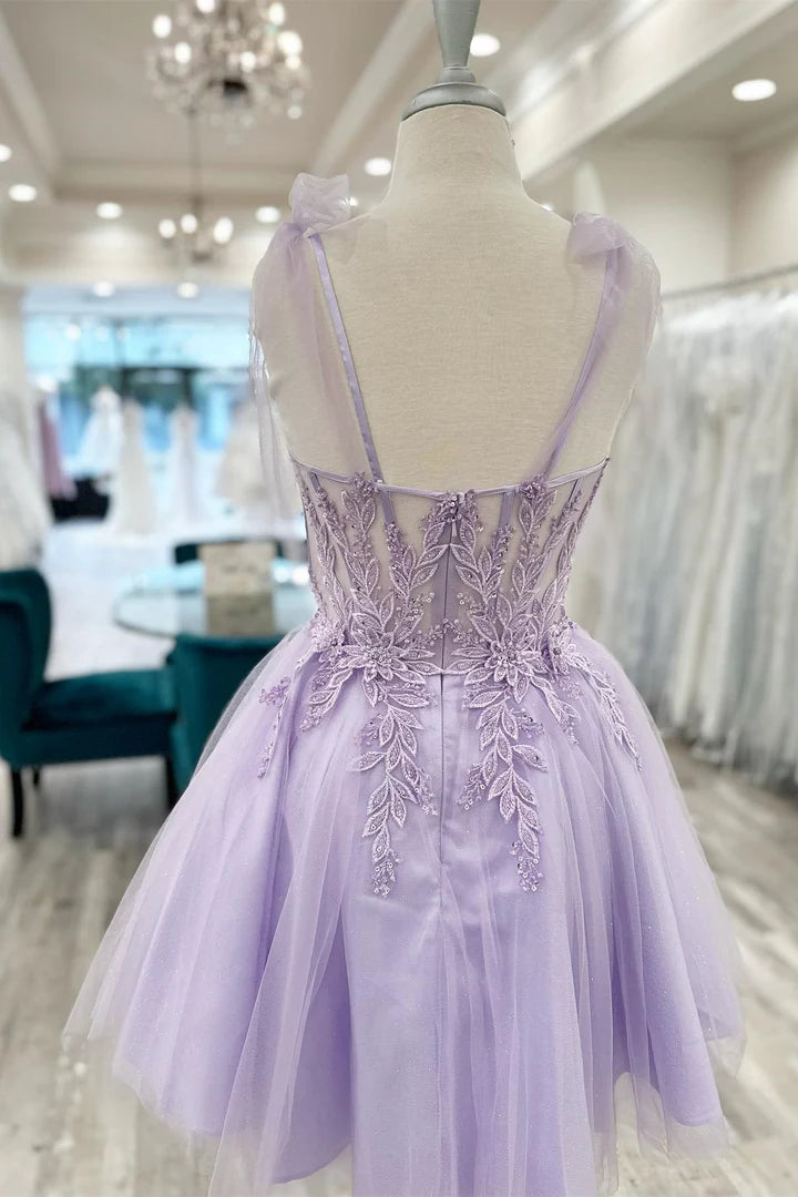 Floral Appliques Sweetheart A-Line Short Homecoming Dress