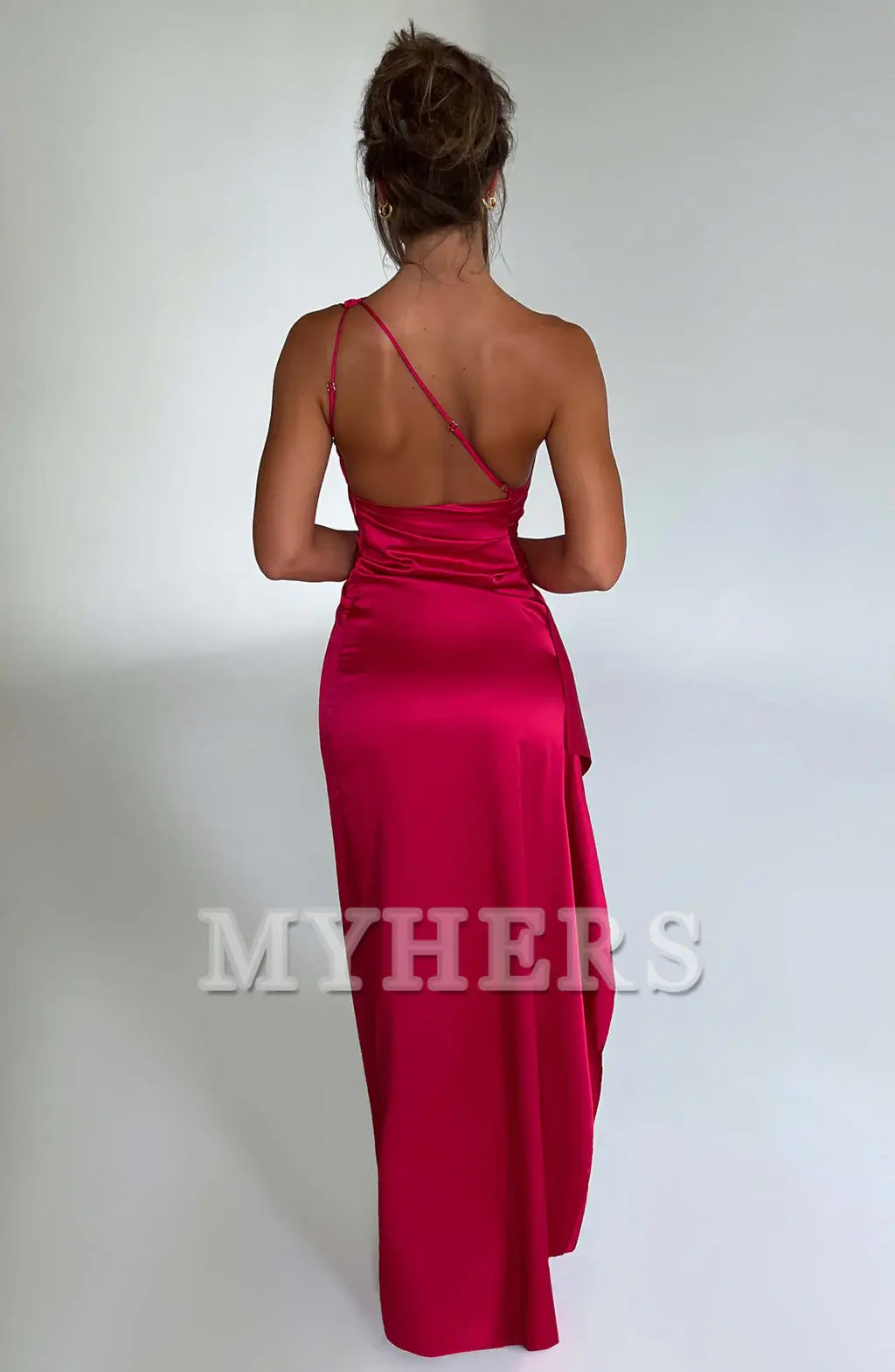 Elegant One Shoulder Sleeveless Pleated Backless Sheath Asymmetrical Ruched Exquisite Dresses Bridesmaid Dresses Wedding Guests Dresses