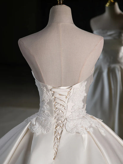 Wedding Dress A-Line Satin Lace Dignified Elegant Long Weeding Party Dress