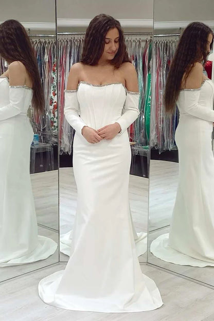 Off-the-Shoulder Long Sleeve Mermaid Formal Dress