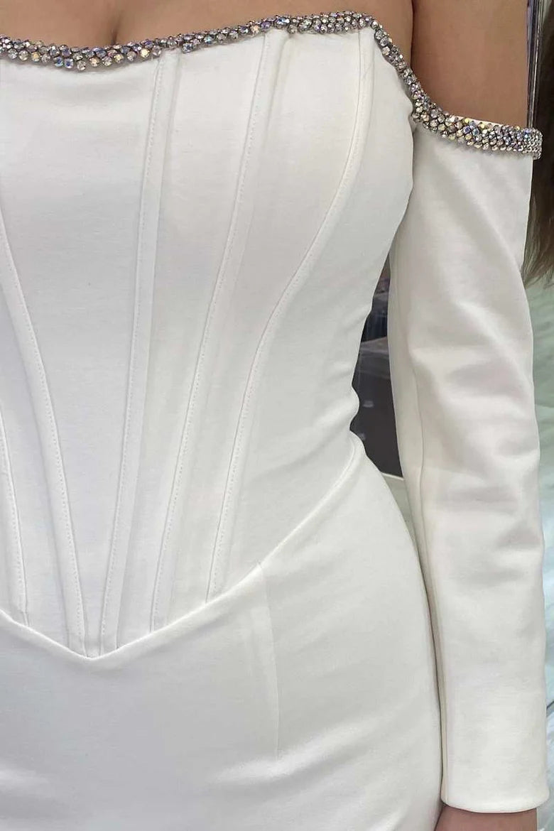 Off-the-Shoulder Long Sleeve Mermaid Formal Dress