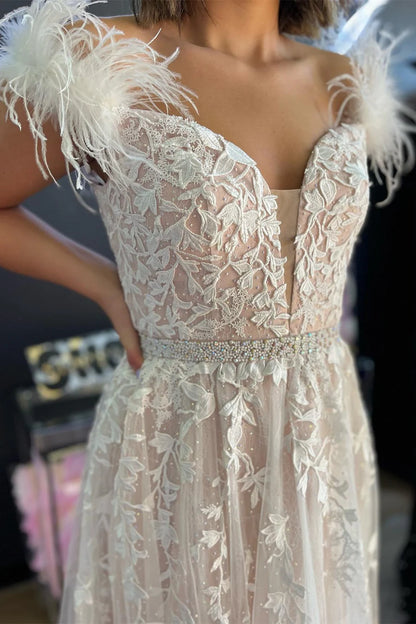 Appliques Off-the-Shoulder A-Line Prom Dress