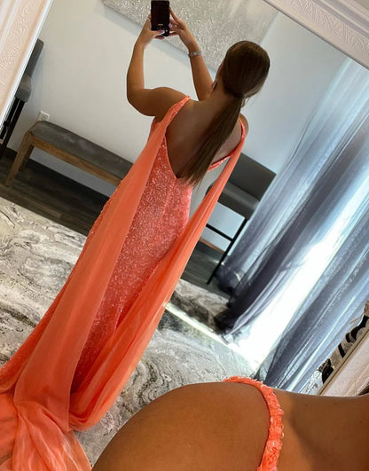 High Slit Long Sequin Prom Dress