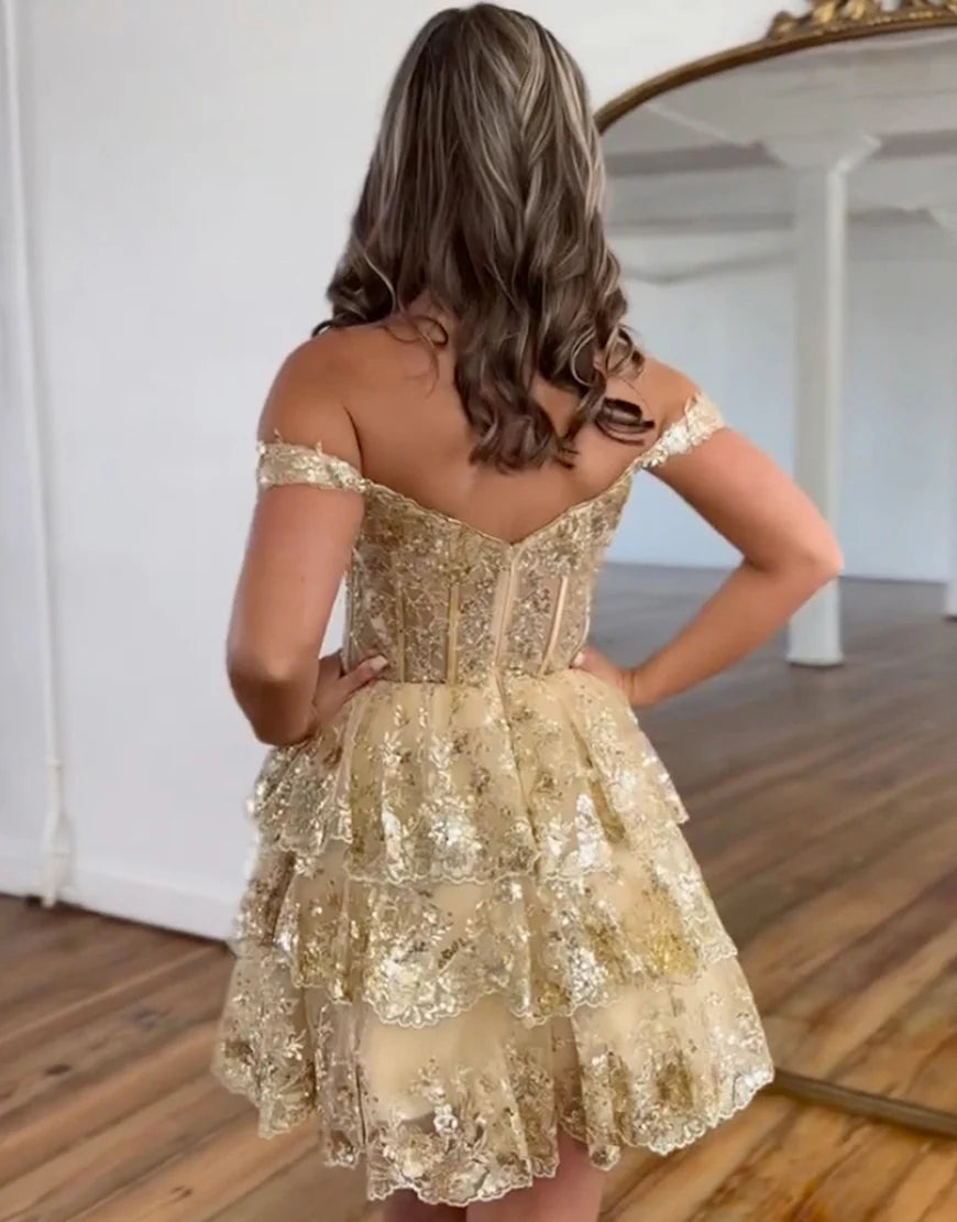 The Shoulder Sequins Homecoming Dress