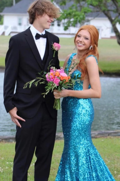 Sequin V-Neck Trumpet Long Prom Dress