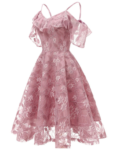 Lace Short Homecoming Dress with Ruffles