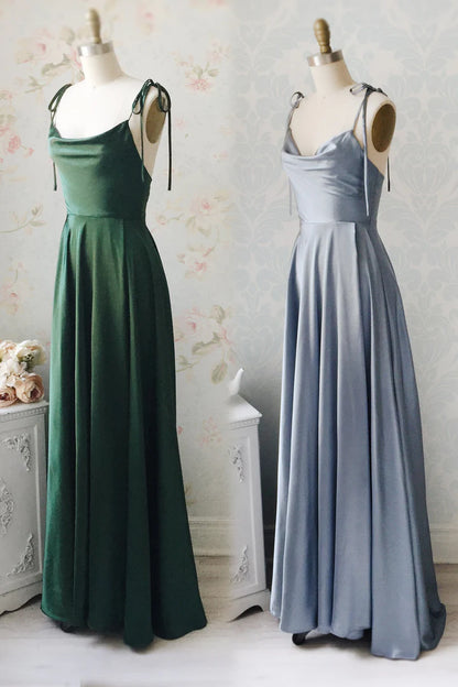 A-line Cowl Neck Long Formal Dress
