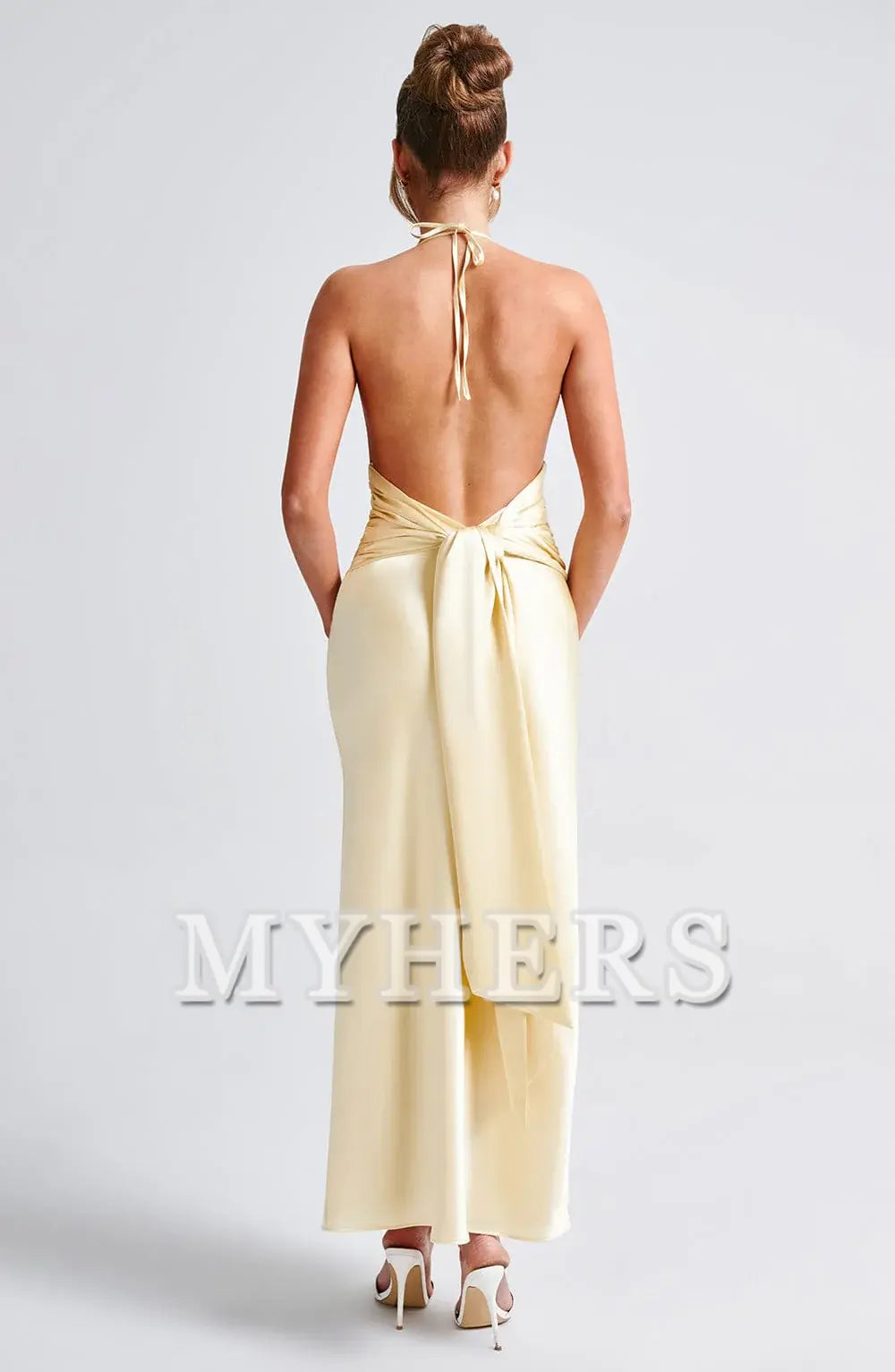 Cowl Neckline Backless Side Fork Sexy Charming Dresses Bridesmaid Dresses Wedding Guests Dresses