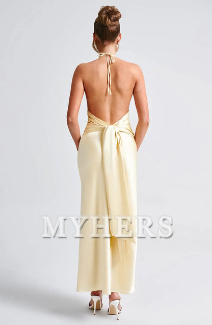 Cowl Neckline Backless Side Fork Sexy Charming Dresses Bridesmaid Dresses Wedding Guests Dresses