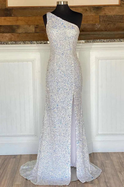 Sequin One-Shoulder Backless Mermaid Prom Dress