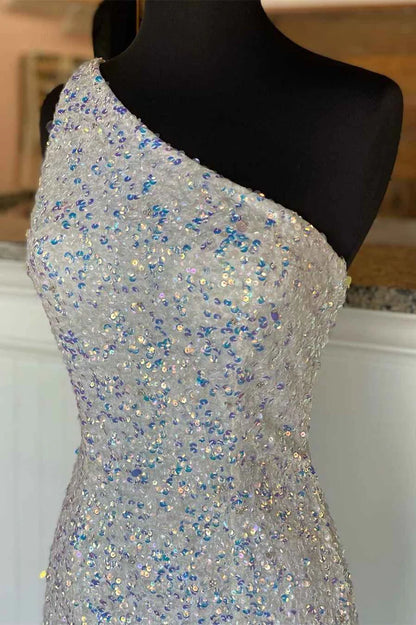 Sequin One-Shoulder Backless Mermaid Prom Dress