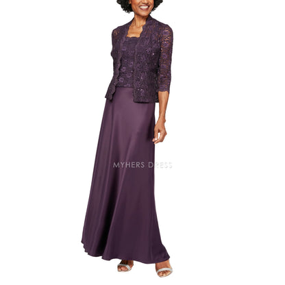 My Hers New Product Mother of The Bride Dress Two Piece with Lace Jacket Exquisite Dresses Wedding Guests Dresses